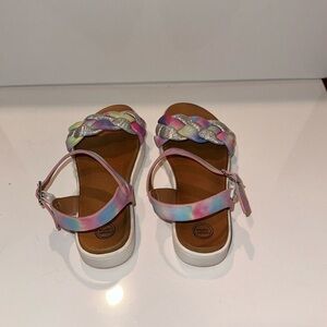 WONDER NATION Rainbow Girls Sandals Puff Braid Size 1